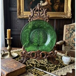 Vintage Tiara Sandwich Green Depression Glass 4.5 inch Bread and Butter Plate